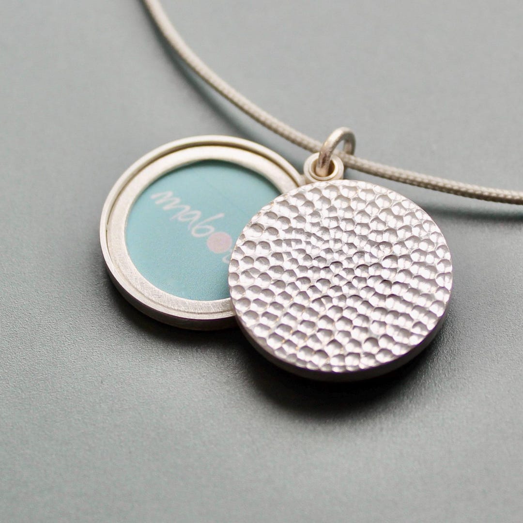 Modern Locket for Two Photos With Hammered Silver Texture - Etsy