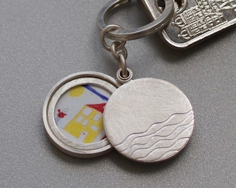 maritime keyring picture locket in solid sterling silver