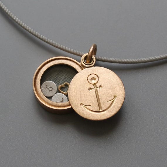 Rose Gold Anchor Locket: 18ct Gold Maritime Pendant