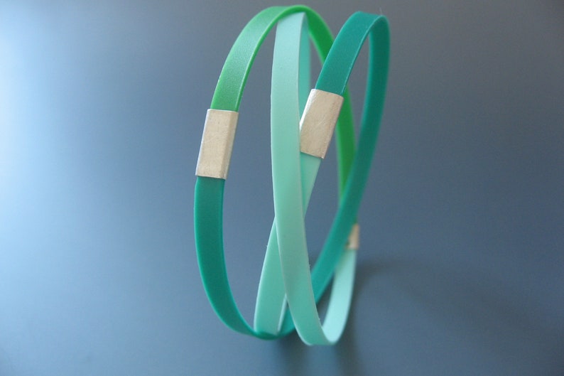 Green bracelet sterling silver and polypropylene image 2
