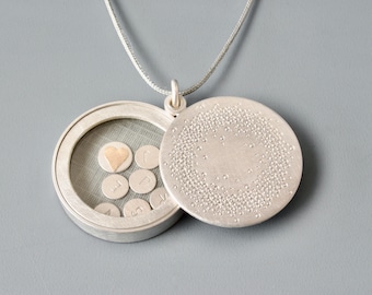 large personalized glass locket with 1000 dots design