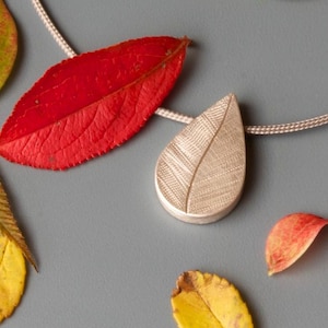 elegant leaf photo pendant in sterling silver