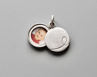 custom Initial locket for a small picture in Sterling Silver