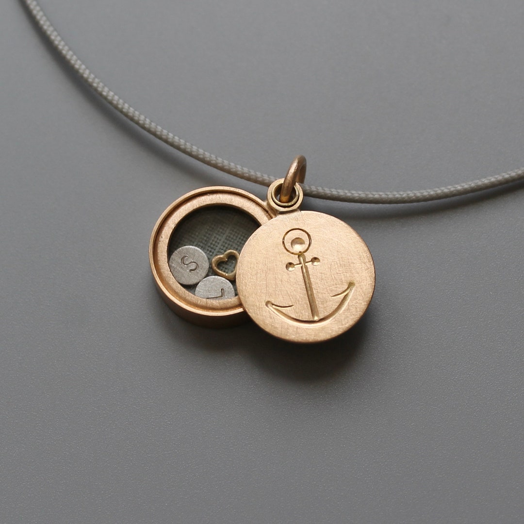 Rose Gold Anchor Locket: 18ct Gold Maritime Pendant - Etsy