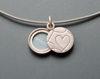 romantic picture locket with elegant heart design in Sterling Silver