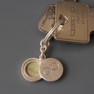 sterling silver keychain locket for one photo with infinity sign image 2