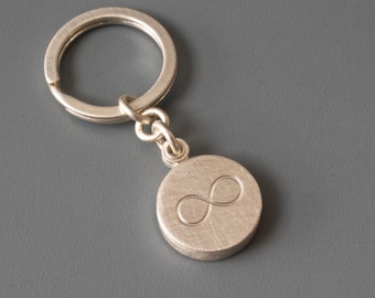 sterling silver keychain locket for one photo with infinity sign