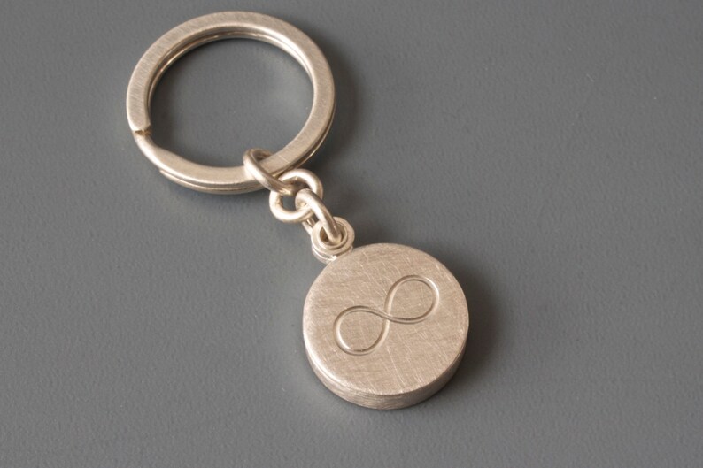 sterling silver keychain locket for one photo with infinity sign image 1