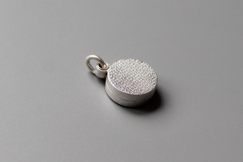 Minimalist modern locket for two small photos made from textured sterling silver image 4