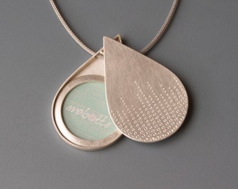 unique drop shaped picture locket in Sterling Silver