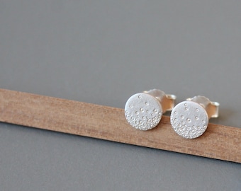 Dainty elegant ear studs sterling silver with bubbles design