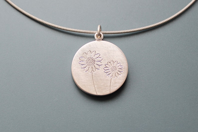 unique sunflower locket for one photo in sterling silver image 3