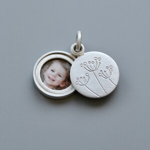 small floral locket for one picture in sterling silver image 3