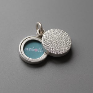 Minimalist modern locket for two small photos made from textured sterling silver image 2