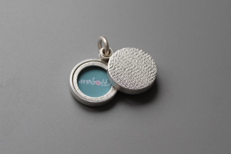 Minimalist modern locket for two small photos made from textured sterling silver image 2