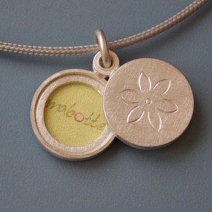 small sterling silver locket for two pictures with dainty flower image 1