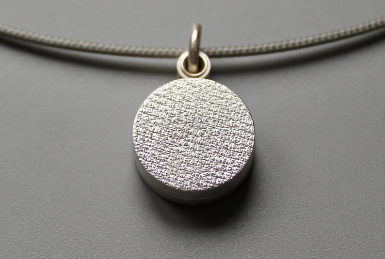 Minimalist modern locket for two small photos made from textured sterling silver image 1