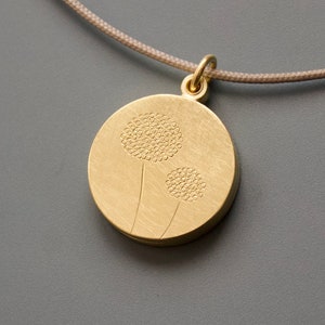 golden double locket with delicate dandelions image 2