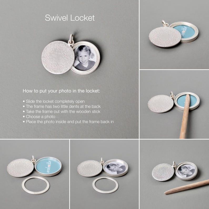 Small Photo Locket Minimalist Photo Locket With Mountain Range in Sterling Silver - Etsy