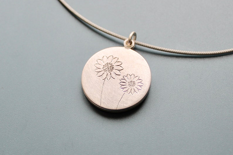 unique sunflower locket for one photo in sterling silver image 2