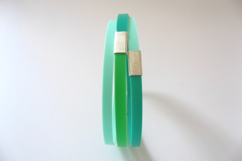 Green bracelet sterling silver and polypropylene image 5