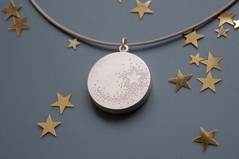 large locket for two photos in sterling silver with shooting star image 2