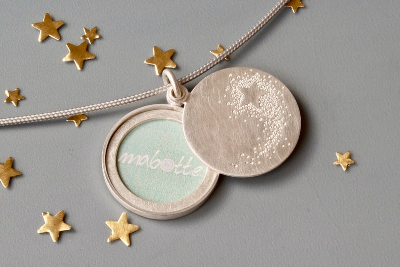 unique picture locket with a shooting star in sterling silver image 1