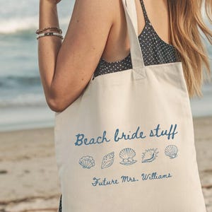 Custom Beach Bachelorette Tote Bag | Personalized Large Wedding Group Jute Bag | Summer Coastal Bridal Trip | Matching Team Bride Handbag