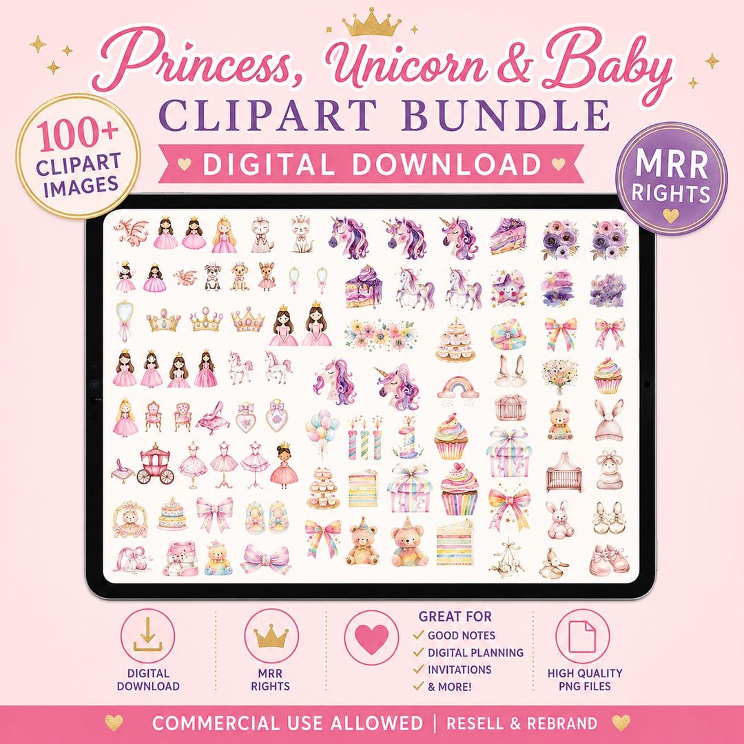 Clipart Bundle 100+ Princess Unicorn Baby PNG Images | Transparent ...