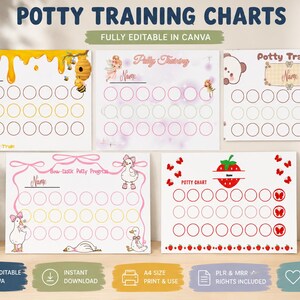 Potträningsdiagram, potträningsdiagram, redigerbara träningsdiagram, PLR MRR digital nedladdning | A4-storlekstabeller