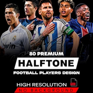 80 Football Halftone Designs PNG Bundle A2 A3 A4 | Premium Soccer Streetwear Graphics | DTF DTG T-Shirt Print Pack | Digital Download