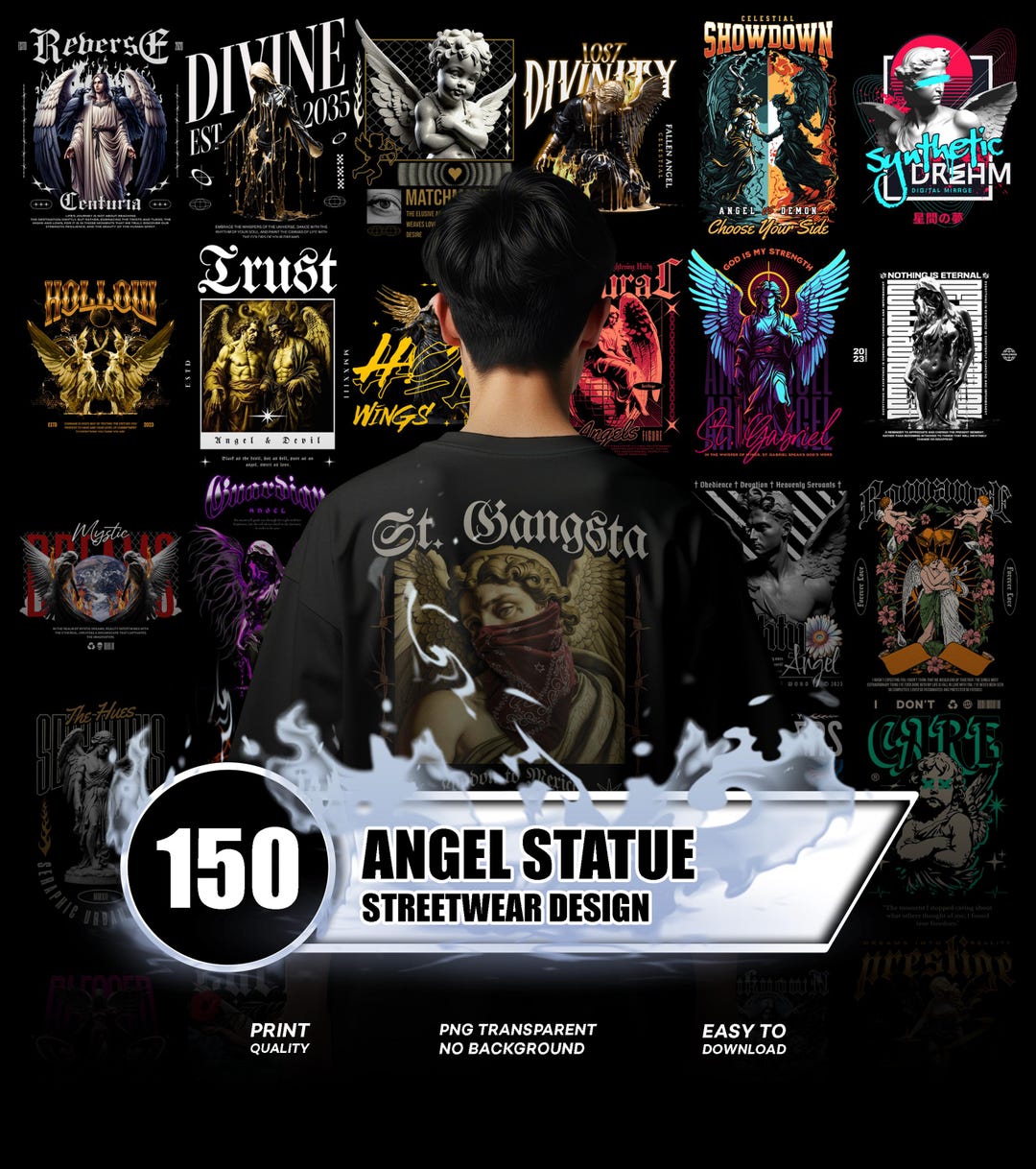 150 Angel Statue Design PNG Bundle | Classical Sculpture Graphic Pack ...