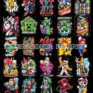 70 Halftone Pixel Chibi Designs PNG Bundle A2 A3 A4 | Cute Anime Chibi Pixel Art Graphics | Kawaii Streetwear Pack | DTF Screen Print Ready