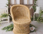 Bamboo wicker toddler peacock baby or kid chair, photo prop chair, 1 year boho session, bamboo chair photo prop
