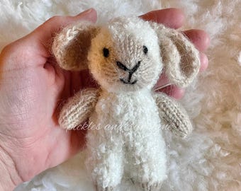Soft curly knit newborn lamb knit lovie newborn lovie photo prop, soft fuzzy knit lamb prop