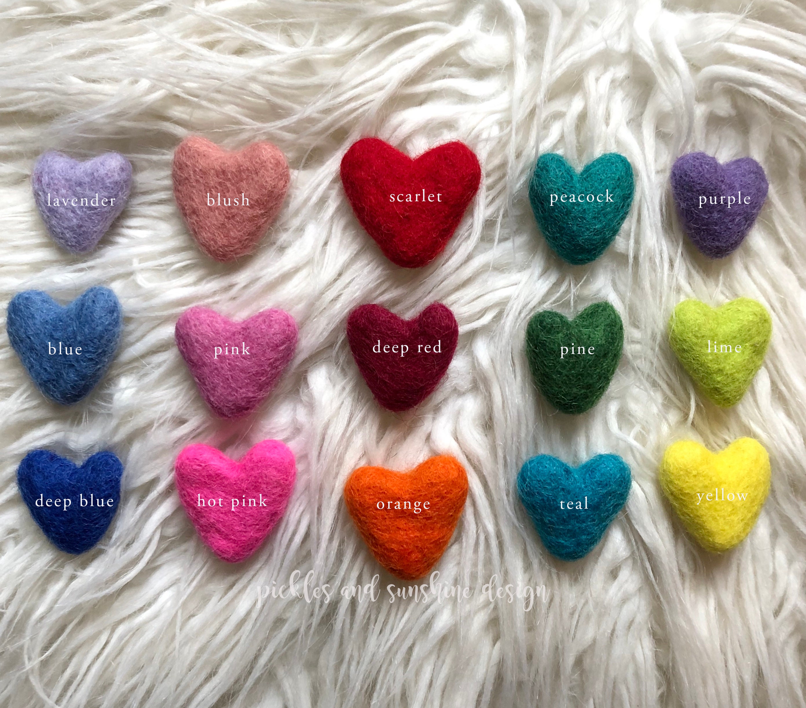 Wool Felt Hearts 10 Wool Felt Hearts 3-4CM/30-40MM 10 Felted Hearts Wet  Felted Hearts Single Color Bundle Choose a Color 