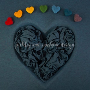 Blue Rainbow heart bowl Digital backdrop, dark blue rainbow heart digital for photoshop, newborn Digital Background for newborn photography
