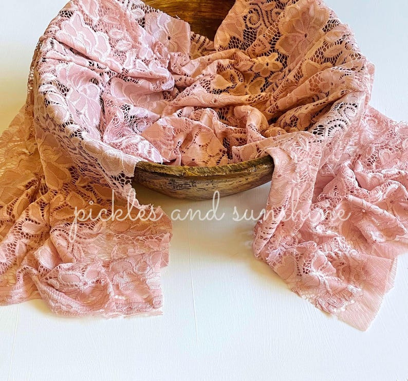 Pink Rustic Lace Newborn Wrap or Layer, Soft Lace Wrap Newborn Photo