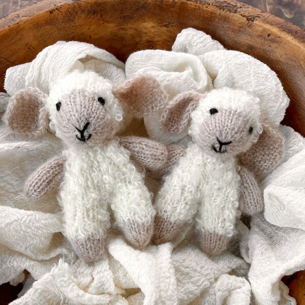Soft curly knit newborn lamb knit lovie newborn lovie photo prop, soft fuzzy lamb prop free shipping