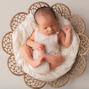 Dream-catcher jute basket prop, bowl photo prop, round large flower basket, newborn or sitter size prop, photography prop basket