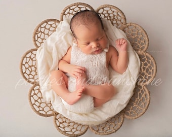 Dream-catcher jute basket prop, bowl photo prop, round large flower basket, newborn or sitter size prop, photography prop basket