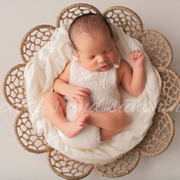 Dream-catcher jute basket prop , bowl photo prop, round large flower basket, newborn or sitter size prop, photography prop basket