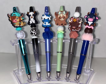 Personalized Beaded Pens, highland cows, cows, western, farm