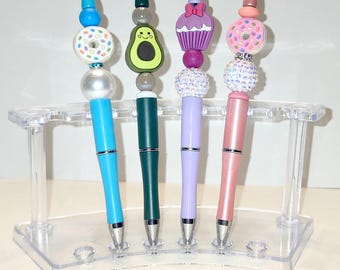 Personalized Beaded Pens, Donut, cupcake, Avocado Novelty Designs