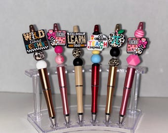 Personalized Beaded Pens, teacher, learning, abc’s, wild about teaching, pi