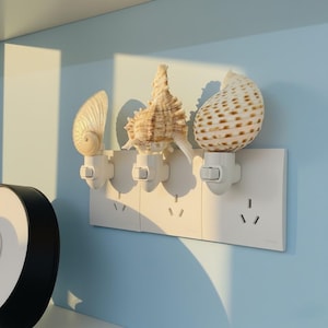 Natural Shell Plug-in Night Light - Handmade Coastal Shell Lamp, Ocean Inspired Ambient Light, Beach House Decor, Nautical Aesthetic Gift