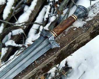 Handsmidd Gladius Damaskus-svärd - Marcus Aurelius-inspirerad romersk replika