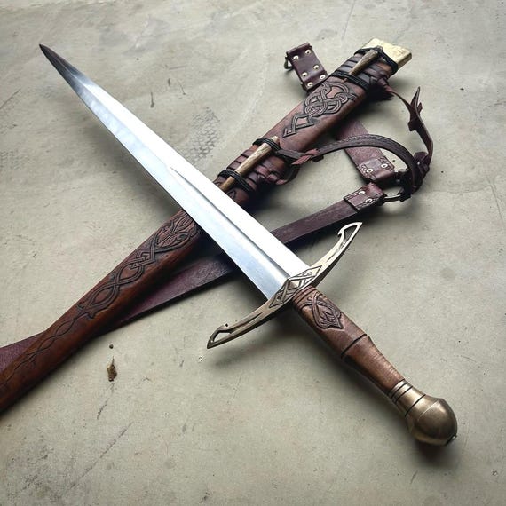 Hand-Forged Ravencrest Medieval Longsword, High Carbon Steel, Walnut Handle, Fantasy Replica