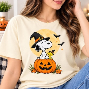 Snoopy Halloween PNG SVG, Woodstock Halloween Pumpkin, Fall Dog Clipart, Autumn Shirt Design, Witch Hat Digital Download