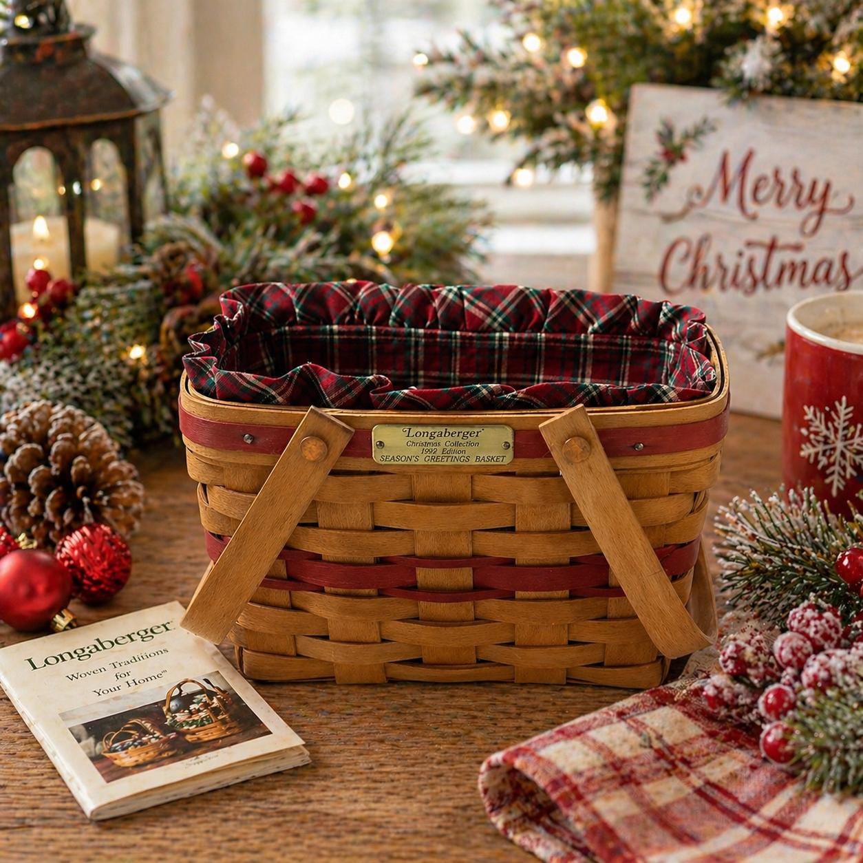 Collection, Christmas Longaberger ロンガバーガー　クリスマスプレート DECK Combo Basket HALLS THE 食器